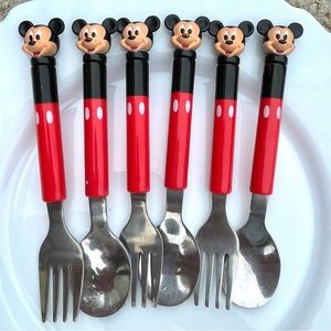 Mickey Mouse Disney Stainless Steel child size Fork and Spoon utensils